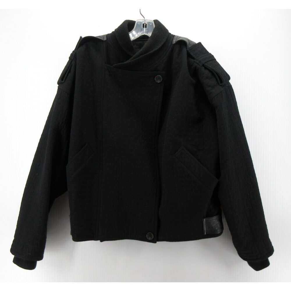 Gianni Versace Jacket XL Wool Military Shearling Leather Trim Italy
